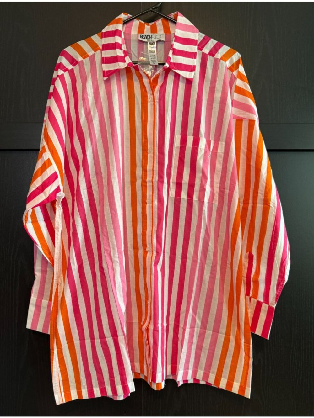 Beach Riot Alexa Button Up Long Sleeve Stripe Cover Up Shirt Large Petite Lounge
